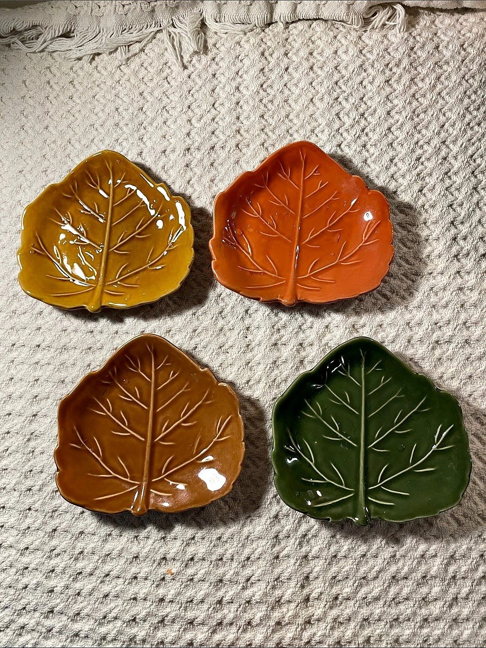 Vintage Barbara Eigen Set of 4 "Seasons Leaf Plates" – Crate & Barrel Era Made